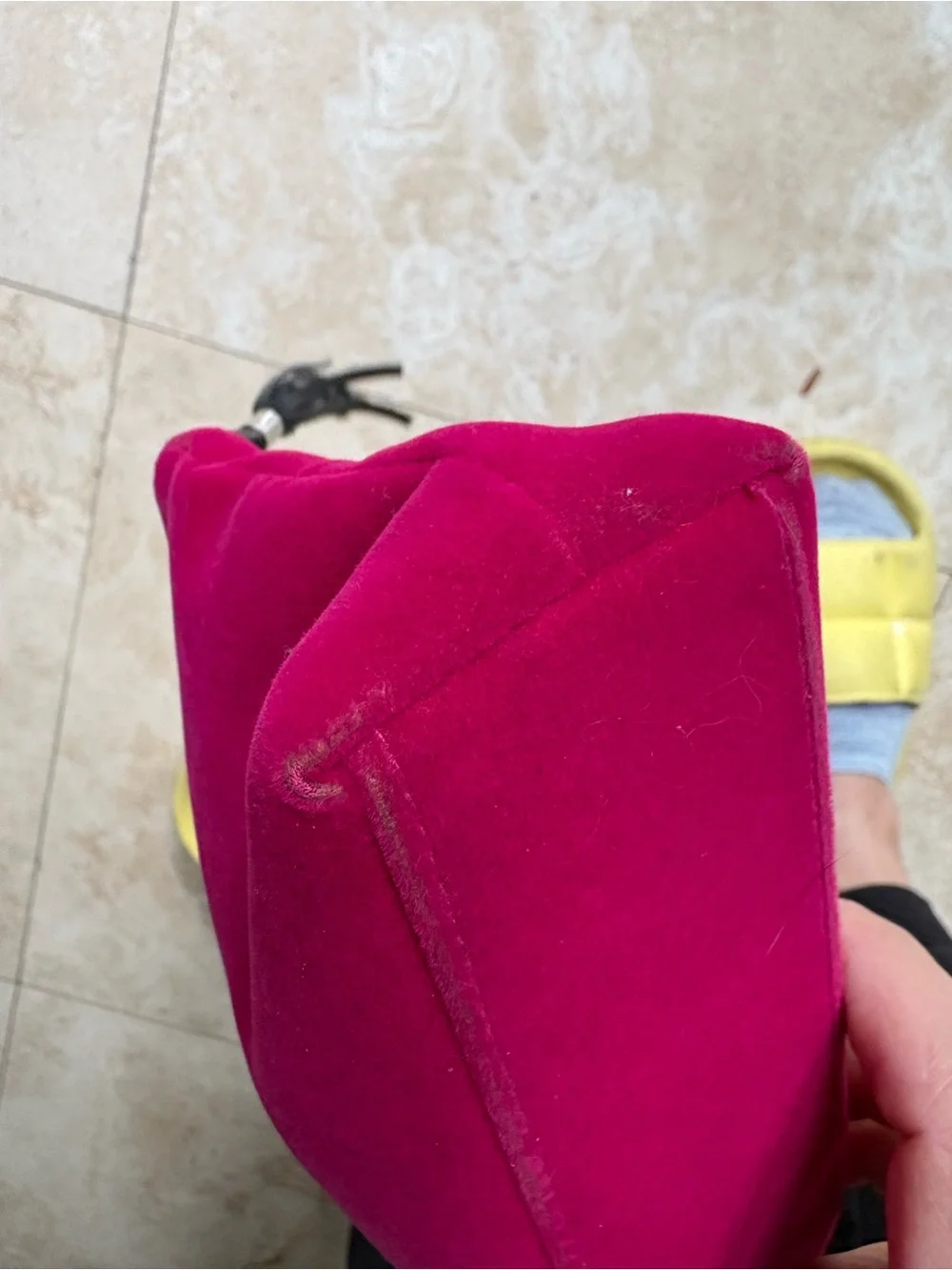 PINK Victoria's Secret Hot Pink Velvet Cosmetic Pouch with Rhinestone 'Beauty'